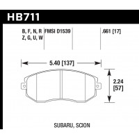 Колодки тормозные HB711Q.661 HAWK DTC-80; Subaru BRZ / Scion FR-S (Front) 17mm