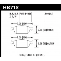 Колодки тормозные HB712G.680 HAWK DTC-60; Focus ST 17mm