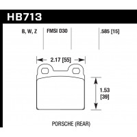 Колодки тормозные HB713W.585 HAWK DTC-30; Porsche (Rear) 15mm