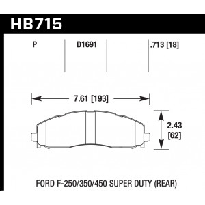 Колодки тормозные HB715P.713 HAWK SuperDuty; 18mm