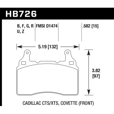 Колодки тормозные HB726Z.582 HAWK PC; 15mm