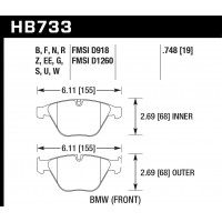 Колодки тормозные HB733B.748 HAWK HPS 5.0; 19mm