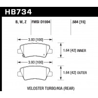 Колодки тормозные HB734W.584 HAWK DTC-30; Hyundai Veloster (Rear) 15mm