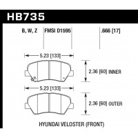 Колодки тормозные HB735W.666 HAWK DTC-30; Hyundai Veloster (Front) 17mm