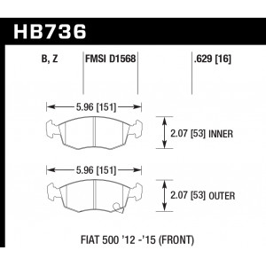 Колодки тормозные HB736B.629 HAWK HPS 5.0; 16mm