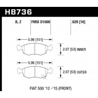 Колодки тормозные HB736Z.629 HAWK PC; 16mm