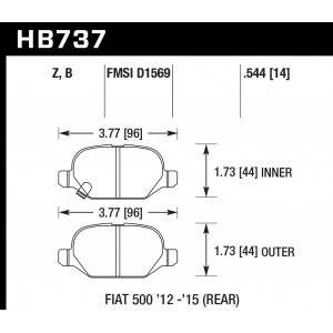 Колодки тормозные HB737Z.544 HAWK PC; 14mm