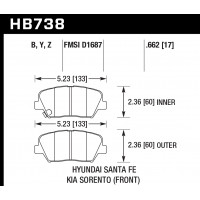 Колодки тормозные HB738Y.662 HAWK LTS 2014 Veloster Sante Fe