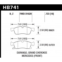 Колодки тормозные HB741B.723 HAWK HPS 5.0; 19mm перед БЕЗ спорт пакета AMG, MB ML350, GL350, GL450