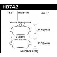 Колодки тормозные HB742Z.690 HAWK PC; зад MB A W176 45AMG; CLA C117 45AMG; SLK R172 55AMG;