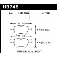 Колодки тормозные HB745B.777 HAWK Street 5.0 перед MB M W164; R W251; GL W164