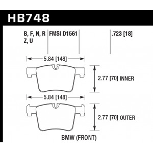 Колодки тормозные HB748N.723 HAWK HP PLUS перед BMW F20 F30