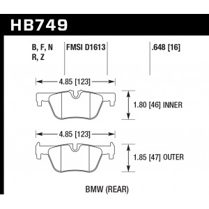 Колодки тормозные HB749B.648 задние BMW F20 F22 F30 F31 F32 F33 F34 F36