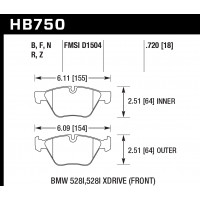 Колодки тормозные HB750B.720 HAWK HPS 5.0 BMW 5 F10; 5 F11; 5 F18; 18mm