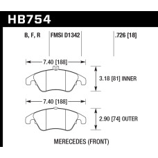 Колодки тормозные HB754B.726 HAWK Street 5.0 MB SLK R172; CLS C218; E W212;