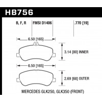 Колодки тормозные HB756F.770 HAWK HPS; 20mm перед MB GLK W204