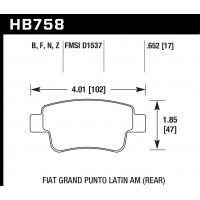 Колодки тормозные HB758N.652 HAWK HP PLUS; 17mm