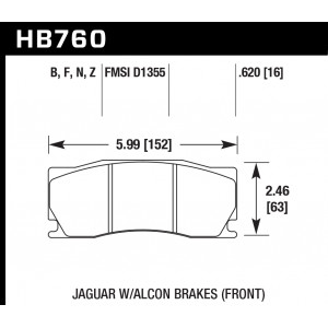 Колодки тормозные HB760B.620 HAWK HPS 5.0; 16mm Jaguar XK (X150) тормоза Alcon; 2006-2014