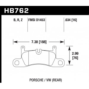 Колодки тормозные HB762B.634 HAWK Street 5.0 задние PORSCHE CAYENNE 92A, VW TOUAREG 7P5 2010->