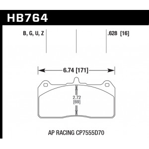 Колодки тормозные HB764G.628 HAWK DTC-60 AP Racing CP7555D70