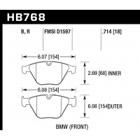 Колодки тормозные HB768B.714 HAWK HPS 5.0; 18mm перед BMW 5 F10