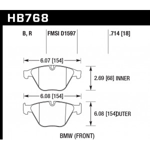 Колодки тормозные HB768B.714 HAWK HPS 5.0; 18mm перед BMW 5 F10