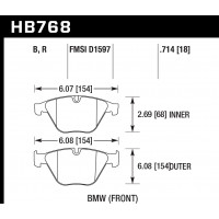 Колодки тормозные HB768R.714 HAWK Street Race; 18mm