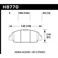 Колодки тормозные HB770B.624 HAWK HPS 5.0; Honda Accord 9 CR; HR-V