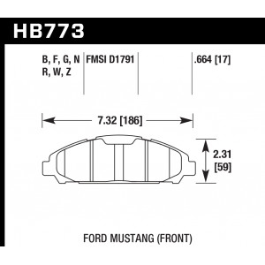 Колодки тормозные HB773G.664 HAWK DTC-60; Mustang (Front) 17mm