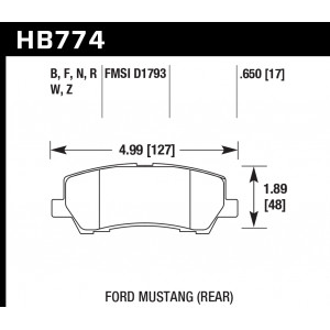 Колодки тормозные HB774G.650 HAWK DTC-60 Mustang (Rear)