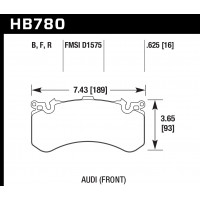 Колодки тормозные HB780F.625 HAWK HPS; перед AUDI A6, S6, A7 4G; A8 S8 4H; PR 1LU, 1LX, 1LN