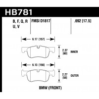 Колодки тормозные HB781U.692 HAWK DTC-70 BMW (Front)