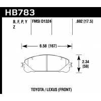 Колодки тормозные HB783P.692 HAWK SuperDuty Toyota Highlander Hybrid передние