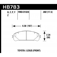 Колодки тормозные HB783Z.692 HAWK PC; перед RX350 2010-> ; HIGHLANDER 2010->
