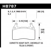 Колодки тормозные HB787F.582 HAWK HPS; перед TESLA S; Corvette 2014-> ; Camaro 2010->