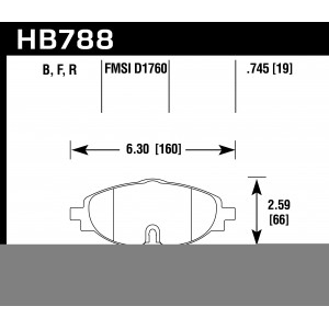 Колодки тормозные HB788B.745 HAWK HPS 5.0, перед VW GOLF VII; Passat 3G; AUDI TT FV3; A3 8V1