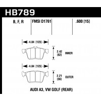 Колодки тормозные HB789F.600 HAWK HPS, задние A3 8V; TT 8S; GOLF 7; PASSAT 3G;