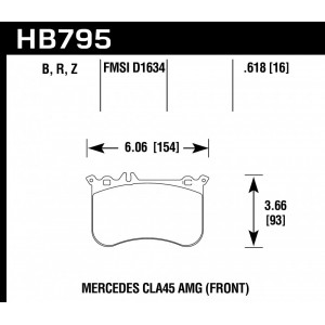 Колодки тормозные HB795B.618 HAWK Street 5.0; переднние A 45 AMG (W176); CLA 45 AMG (C117); GLA 45