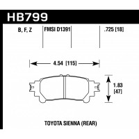 Колодки тормозные HB799B.597 HAWK Street 5.0; задн. Lexus RX350 2013-> ; HIGHLANDER 2013->