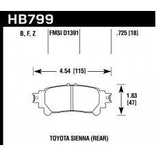 Колодки тормозные HB799Z.597 HAWK PC задн. Lexus RX350 2013-> ; HIGHLANDER 2013->