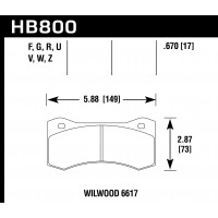 Колодки тормозные HB800V.670 HAWK DTC-50 Willwod 6617