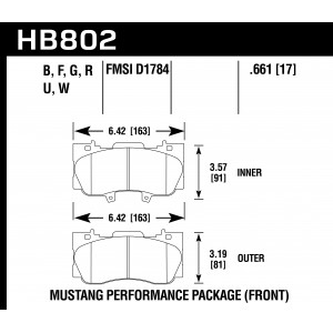 Колодки тормозные HB802B.661 HAWK HPS 5.0 Mustang Perf Package (Front)