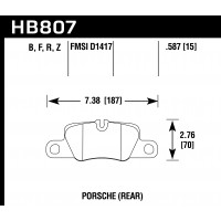 Колодки тормозные HB807B.587 HAWK HPS 5.0 задние 911 (991) Carrera 2011-> ; Panamera 2009->