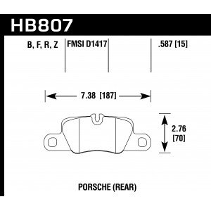 Колодки тормозные HB807B.587 HAWK HPS 5.0 задние 911 (991) Carrera 2011-> ; Panamera 2009->