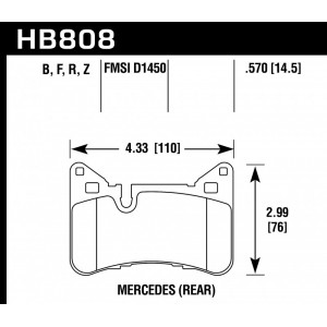 Колодки тормозные HB808B.570 HAWK HPS 5.0 Mercedes-Benz C63 AMG Black Series задние