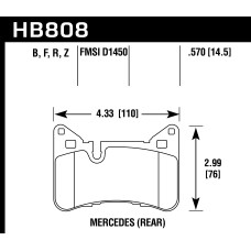 Колодки тормозные HB808F.570 HAWK HPS Mercedes-Benz C63 AMG Black Series задние