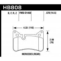 Колодки тормозные HB808Z.570 HAWK Mercedes-Benz C63 AMG Black Series задние