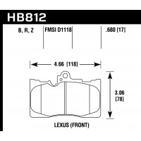 Колодки тормозные HB812B.680 HAWK HPS 5.0 перед Toyota Celsior 4.3 (UCF3) Lexus GS 2005-> ; IS III