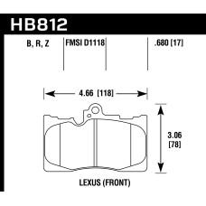 Колодки тормозные HB812R.680 HAWK Street Race Lexus GS350 передние