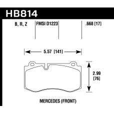 Колодки тормозные HB814Z.668 HAWK PC Mercedes-Benz CL550 передние